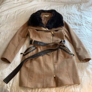 Via Spiga asymmetrical faux-fur-collar coat, sz 12
